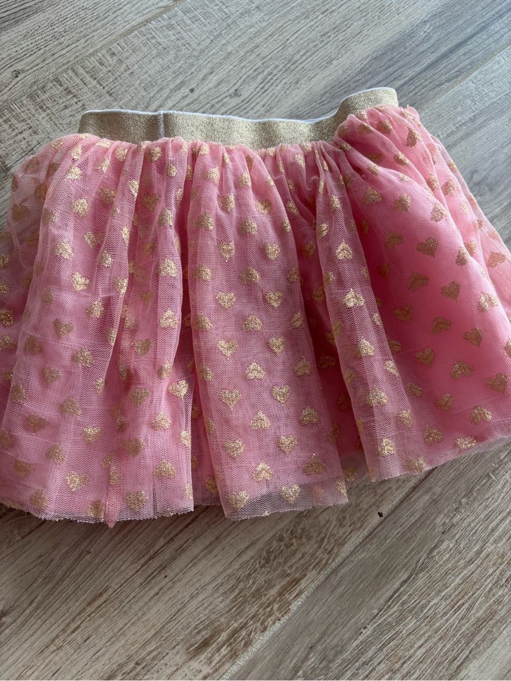 Hanna Andersson Pink Tulle Skirt with Gold Heart Print size 4